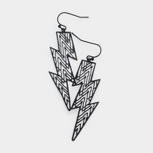 Brass Metal Lightning Bolt Earrings